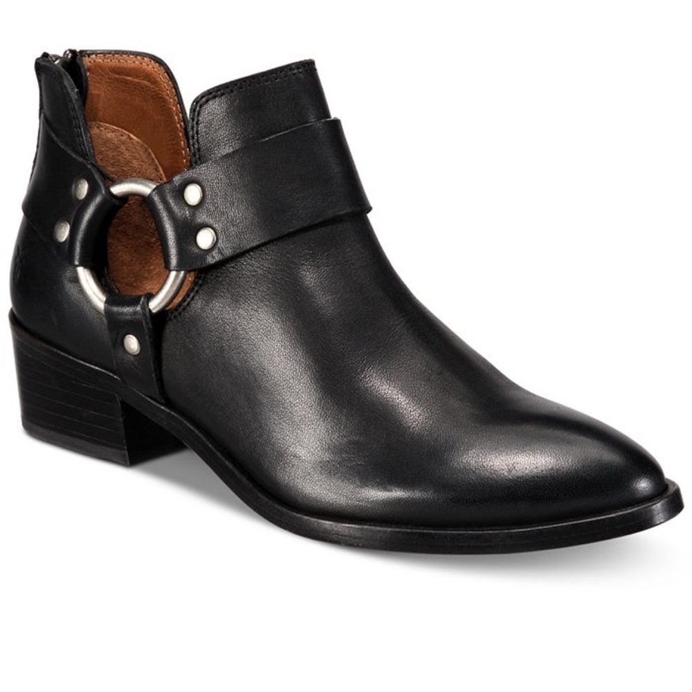 Frye Harness Back Zip Leather Ankle Boots